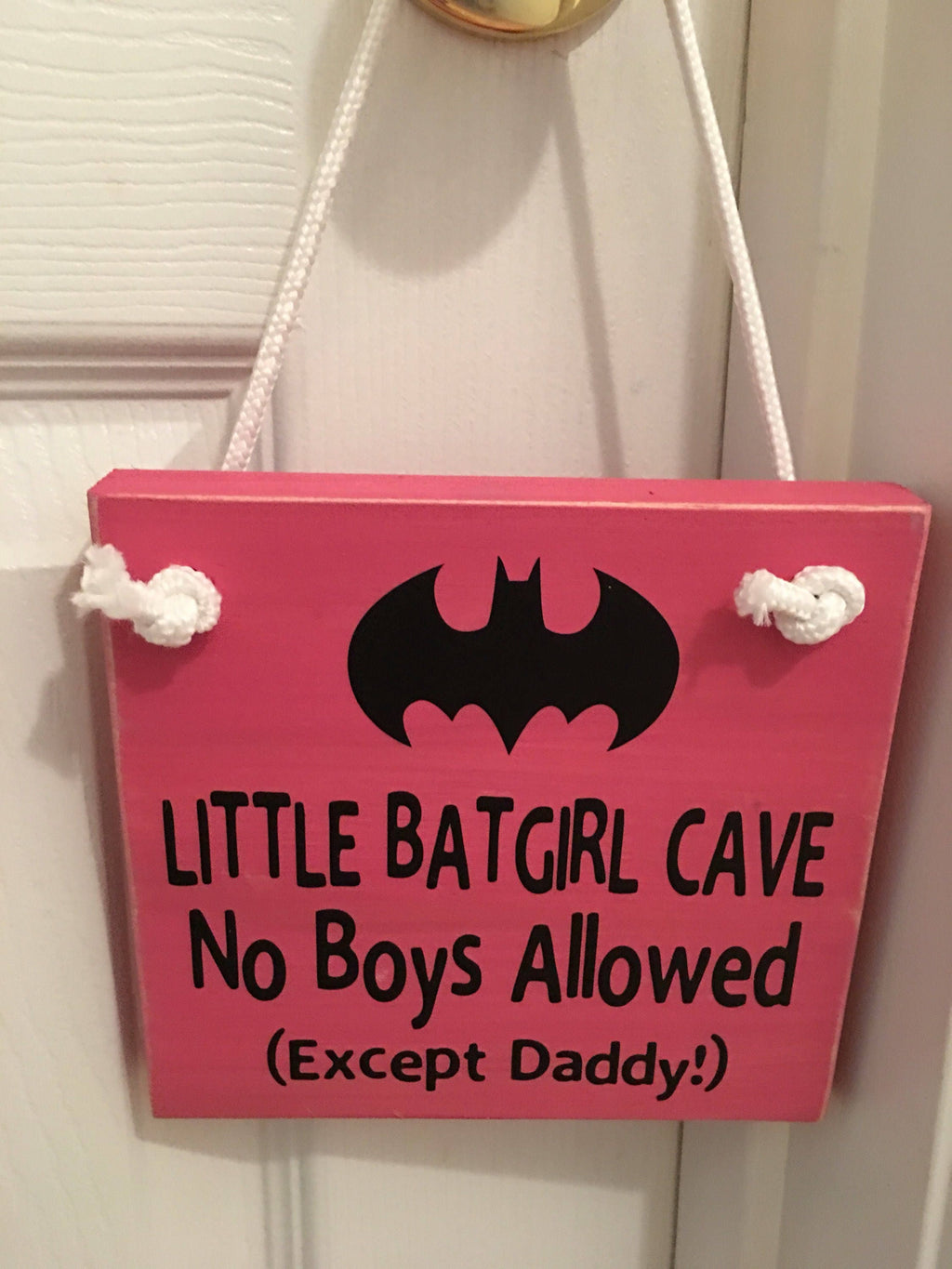 Adorable - Rustic Pink - Little Bat Girl Cave - Wooden Door Sign for Little Girls Room / Nursery