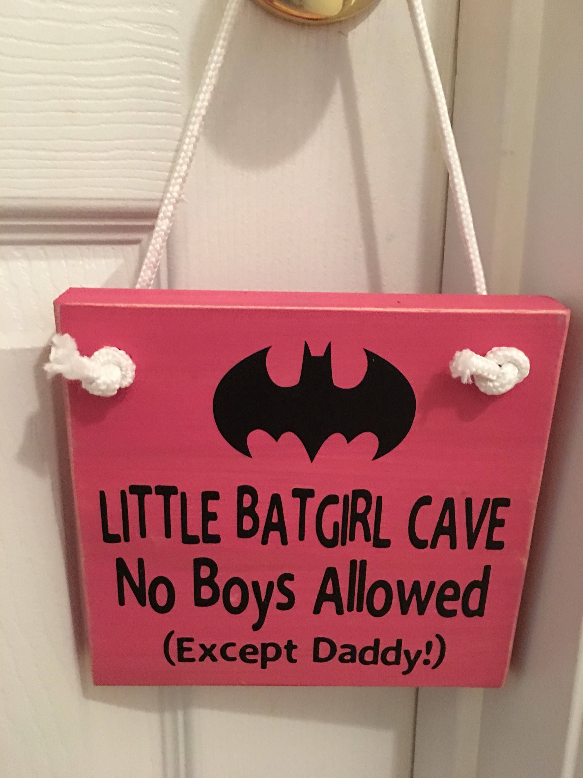 Adorable - Rustic Pink - Little Bat Girl Cave - Wooden Door Sign for Little Girls Room / Nursery
