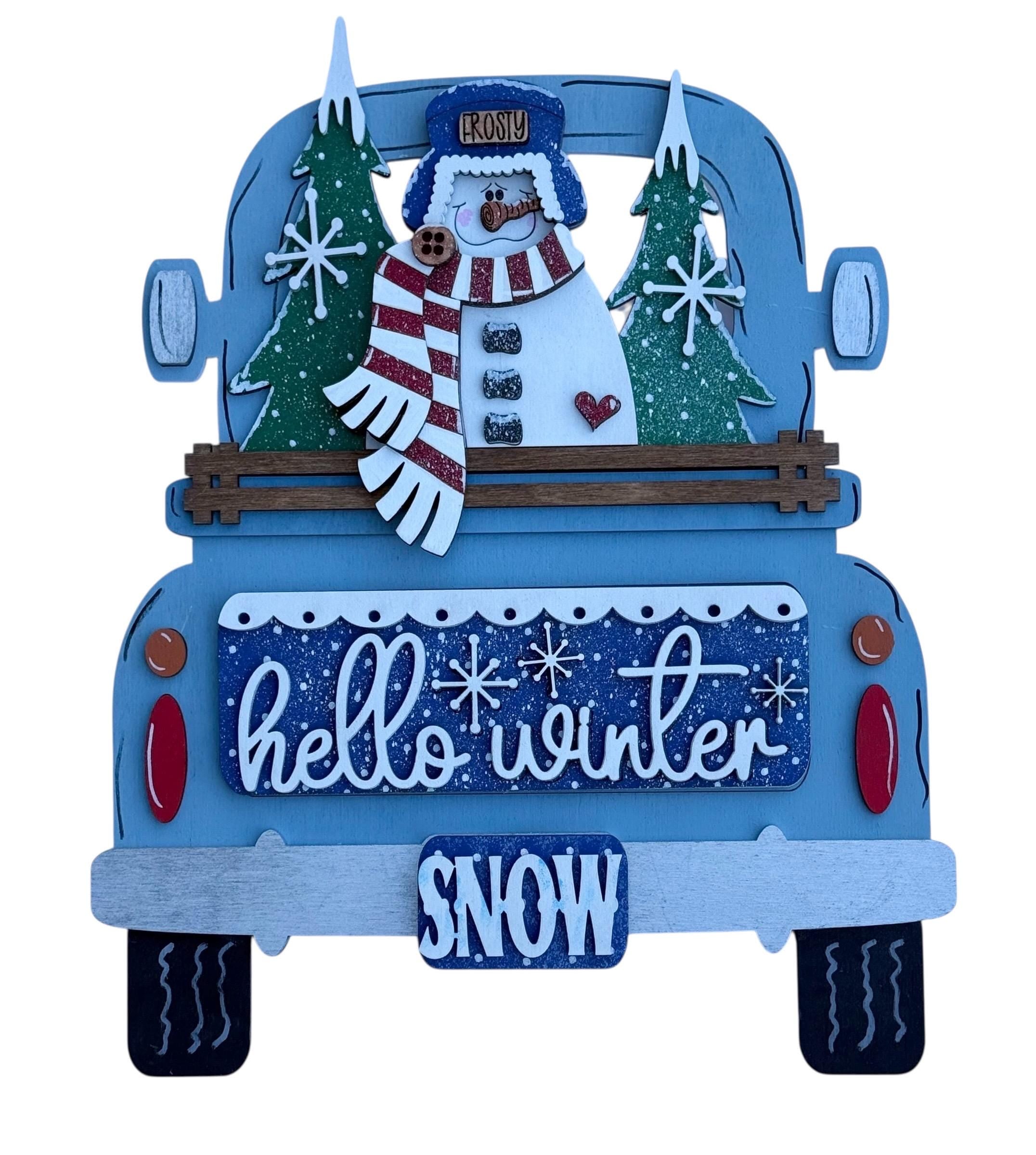 Add On Winter Snowman Set - Interchangeable- Vintage Truck - Stand up - Door Sign