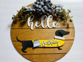 Add on Outfit for Dachshund Doxie - Corgi - Happy Birthday - Large Round Wooden Shiplap Door Hanger / Wreath / Sign