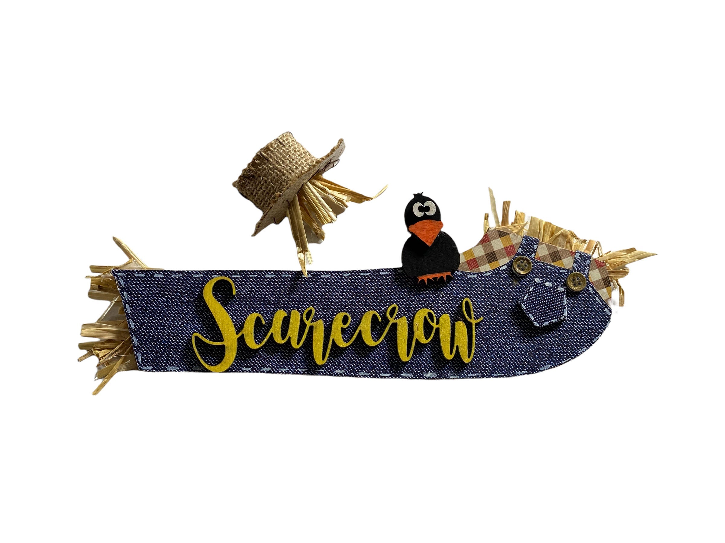 Add on Outfit for Dachshund Doxie - Fall  - Scarecrow - Weiner Dog - Large Round Wooden Shiplap Door Hanger / Wreath / Sign