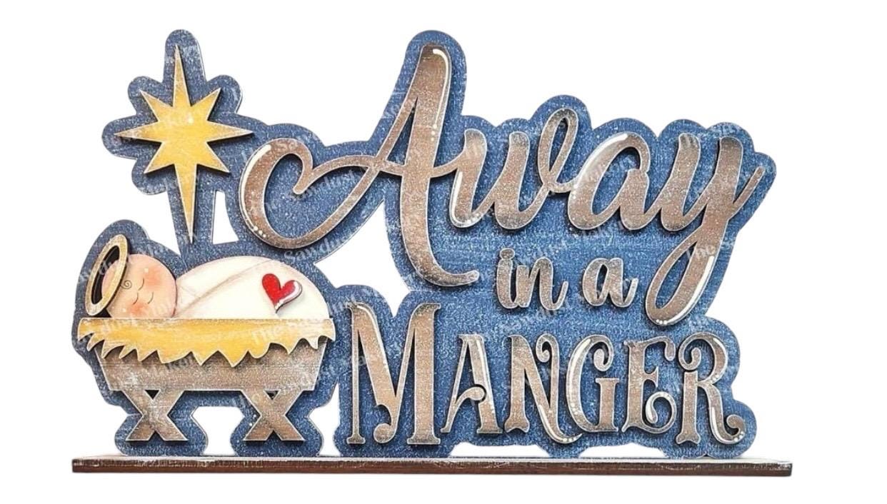 Religious | Away in the Manger | Christmas | Nativity | Xmas | Decorative | Shelf Sitter