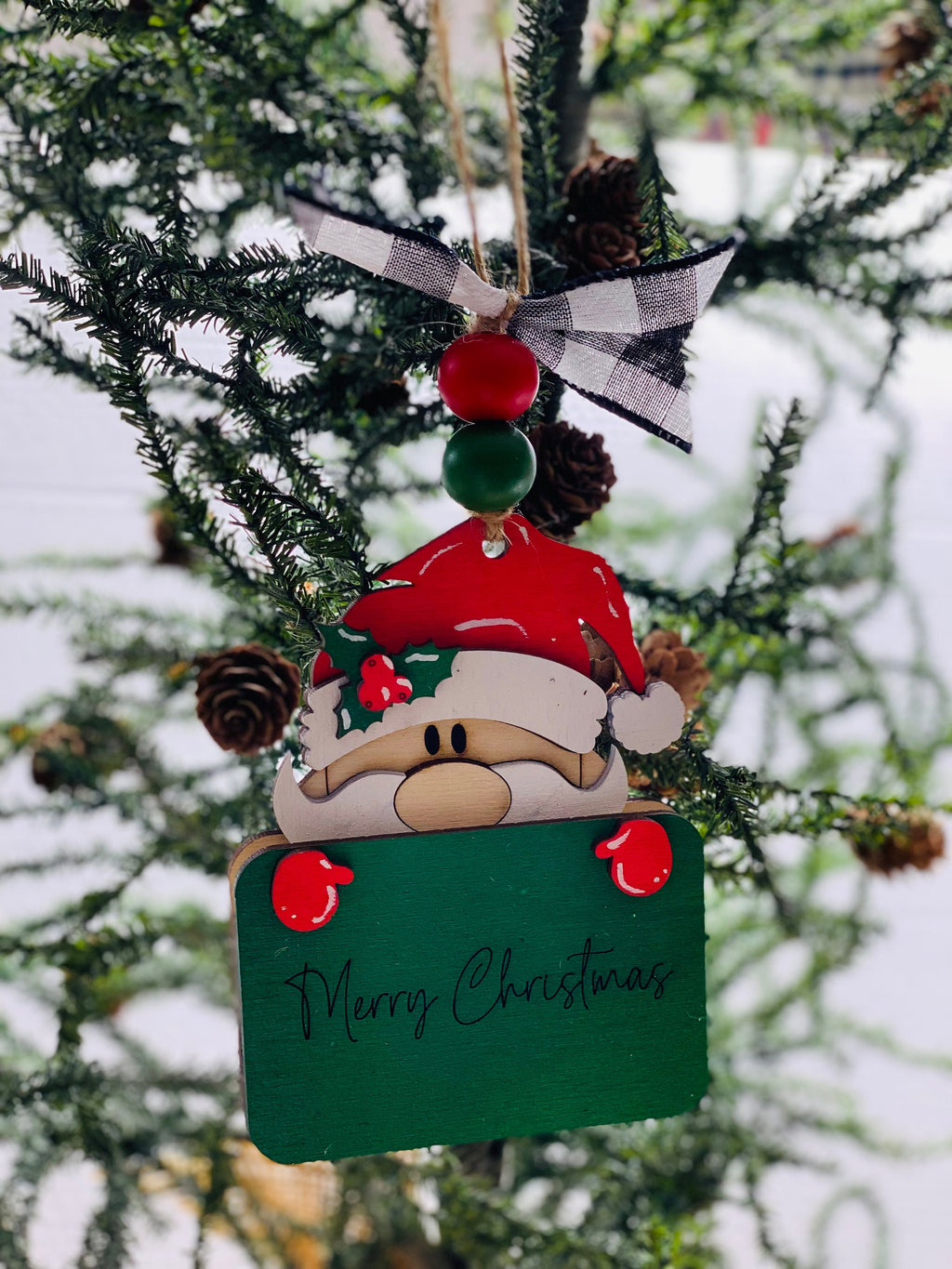 Santa Claus -  Christmas Money or Gift Card Holder - Wooden Ornament