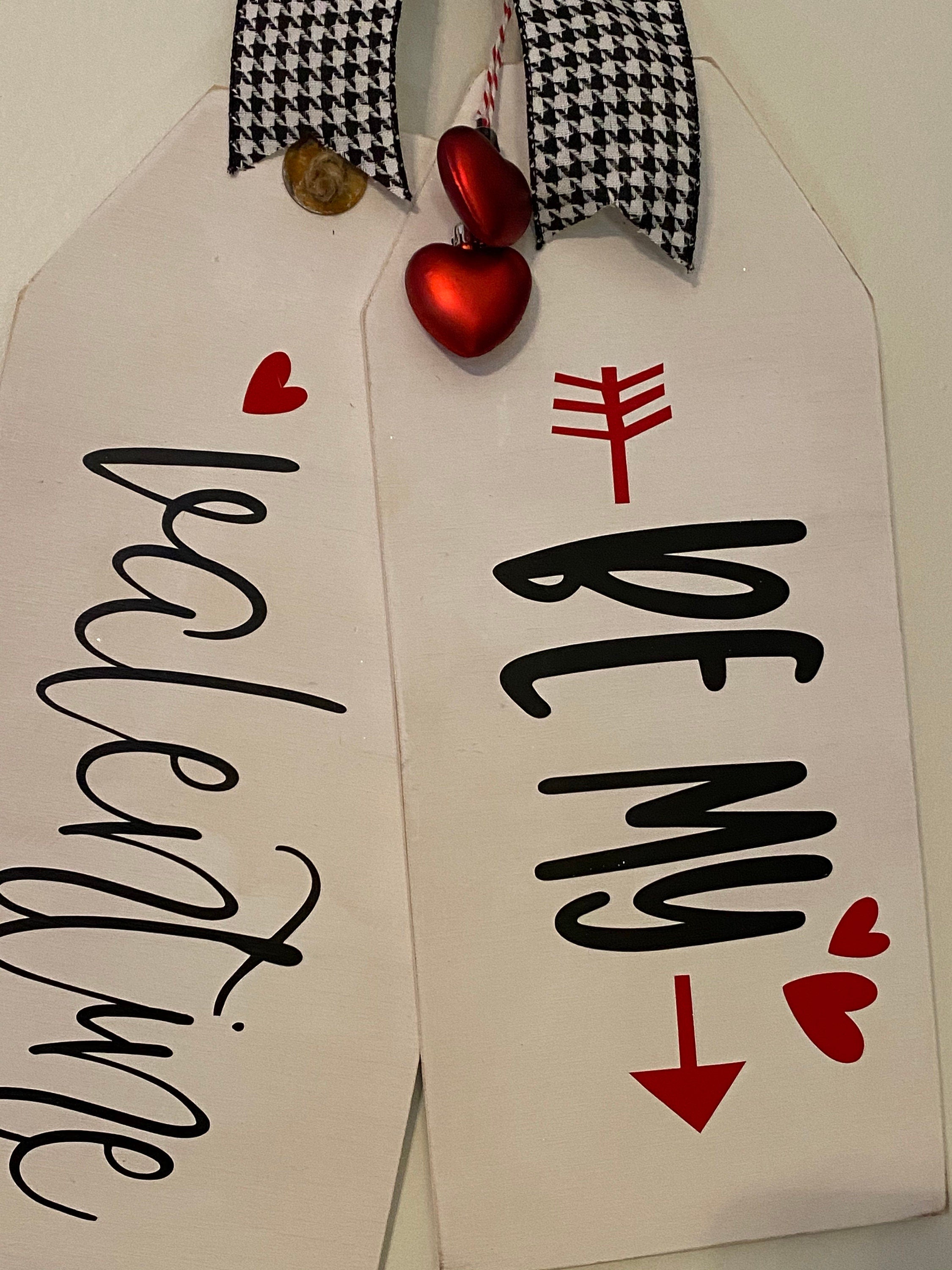 Be My Valentine - White Wooden - Valentines Day - Door Tags - Signs