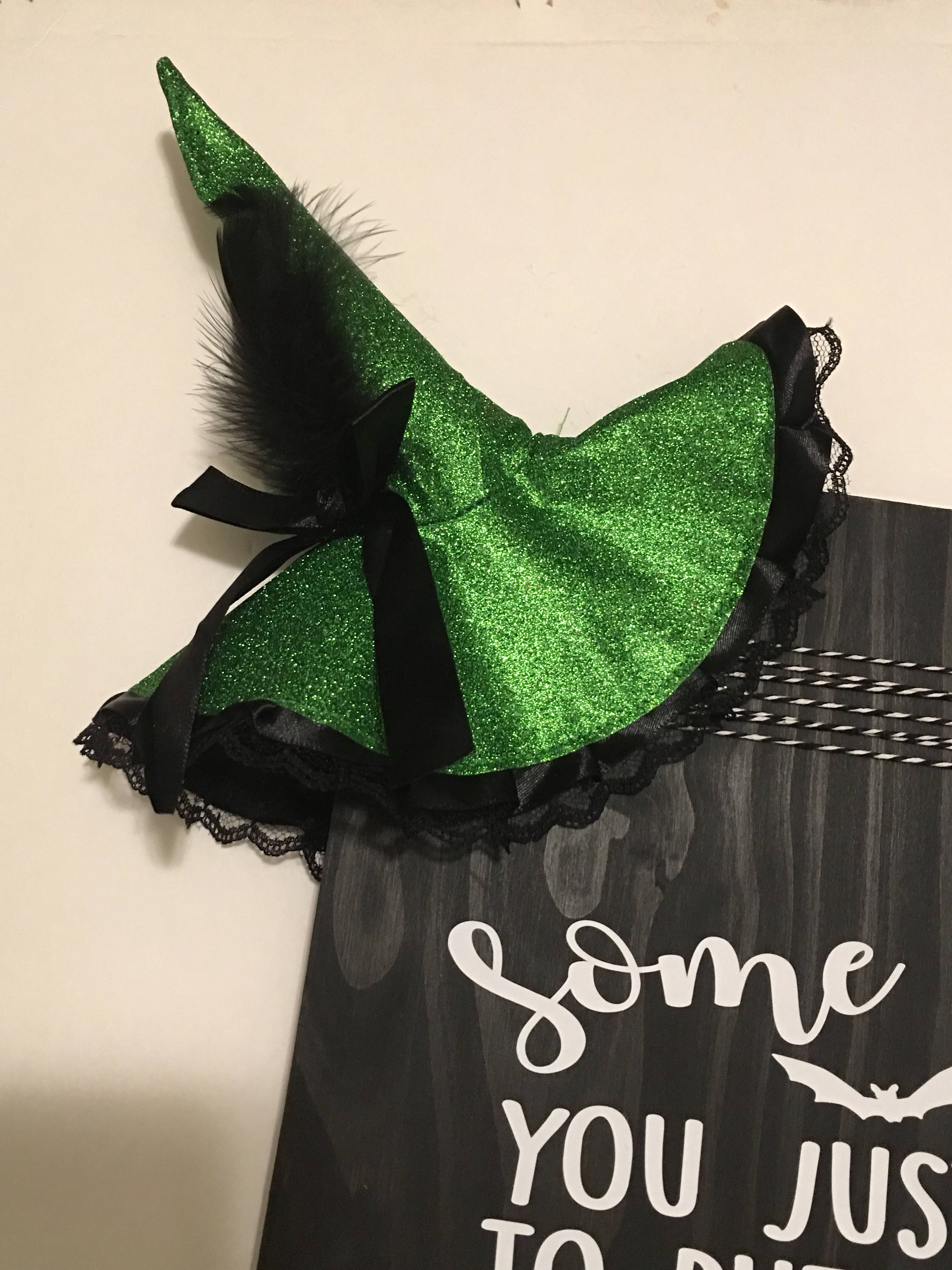 Rustic 11" x 18" Wooden Put on the Witch Hat Halloween Sign