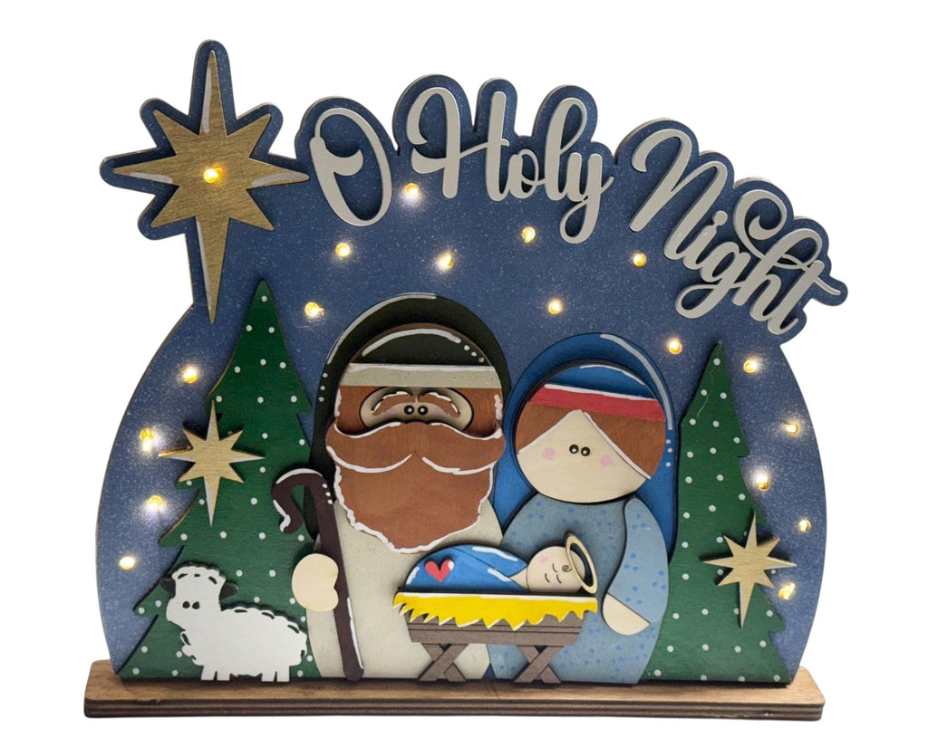 O Holy Night | Nativity | Lighted | Christmas | Religious | Decorative | Shelf Sitter