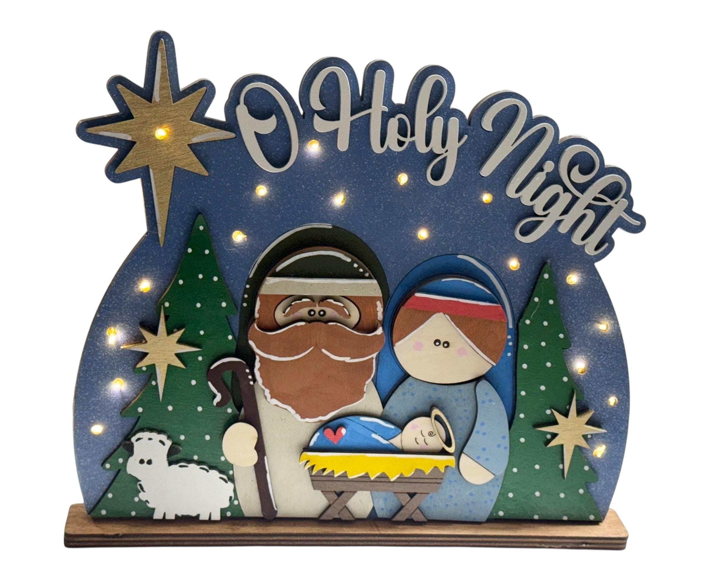 O Holy Night | Nativity | Lighted | Christmas | Religious | Decorative | Shelf Sitter