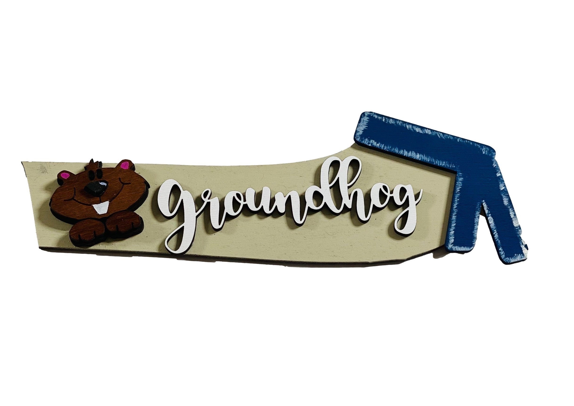 Add on Outfit for Dachshund Doxie - Groundhog Day - Weiner Dog - Large Round Wooden Shiplap Door Hanger / Wreath / Sign