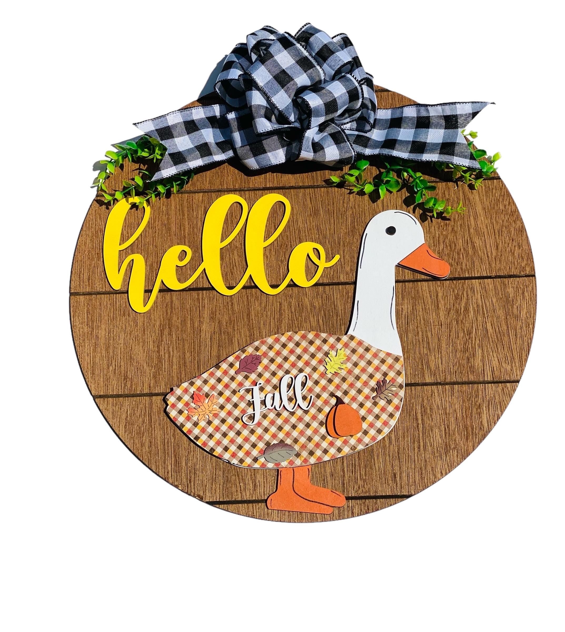 Add on Outfit - Fall - For Goose Goosey Interchangeable Large Round Wooden Shiplap Door Hanger / Wreath - Standup