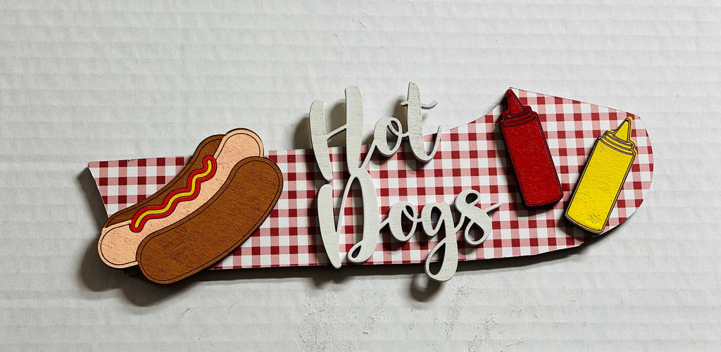 Add on Outfit for Dachshund Doxie - Hot Dog - BBQ - Weiner Dog - Large Round Wooden Shiplap Door Hanger / Wreath / Sign