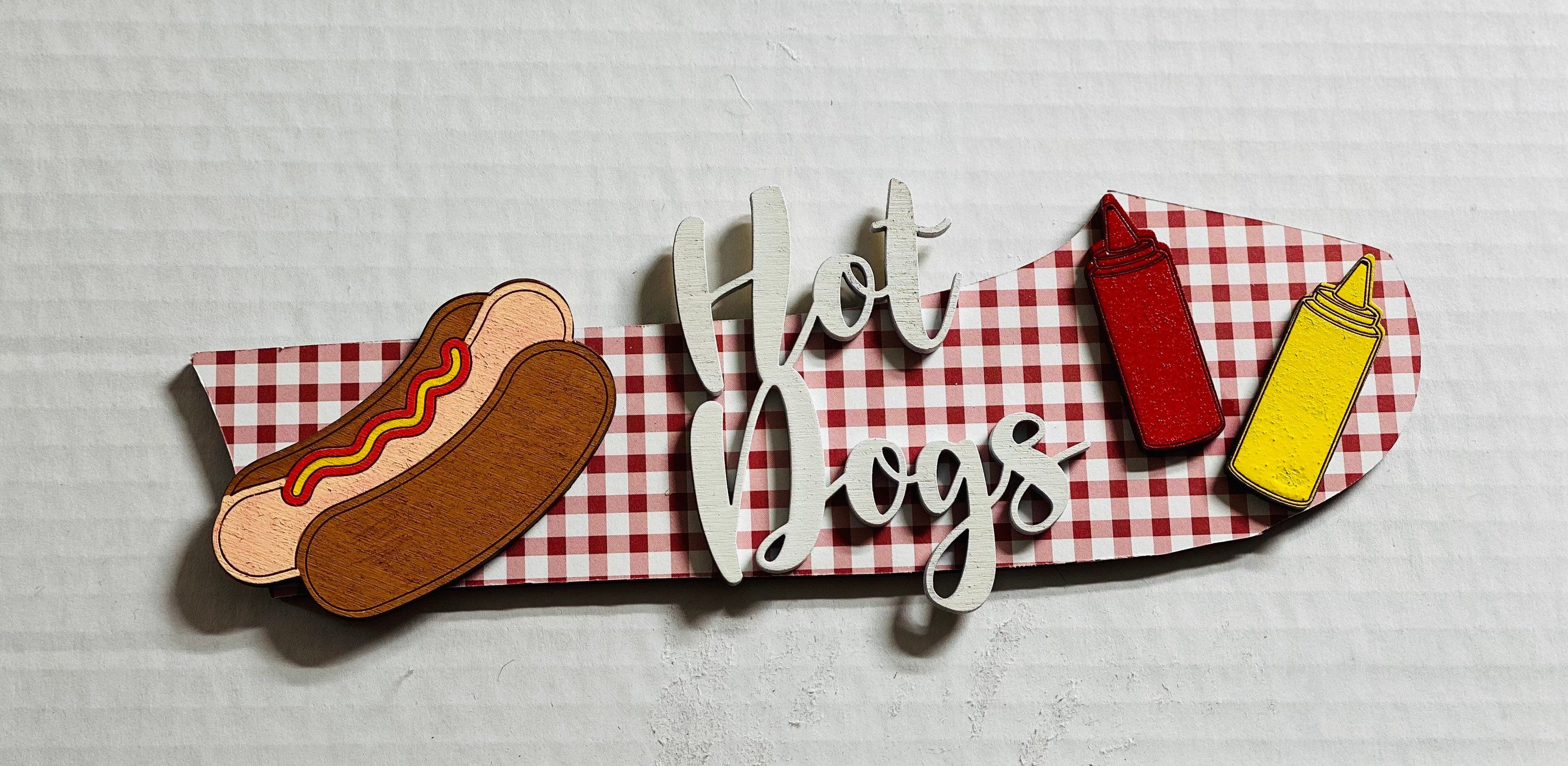 Add on Outfit for Dachshund Doxie - Hot Dog - BBQ - Weiner Dog - Large Round Wooden Shiplap Door Hanger / Wreath / Sign