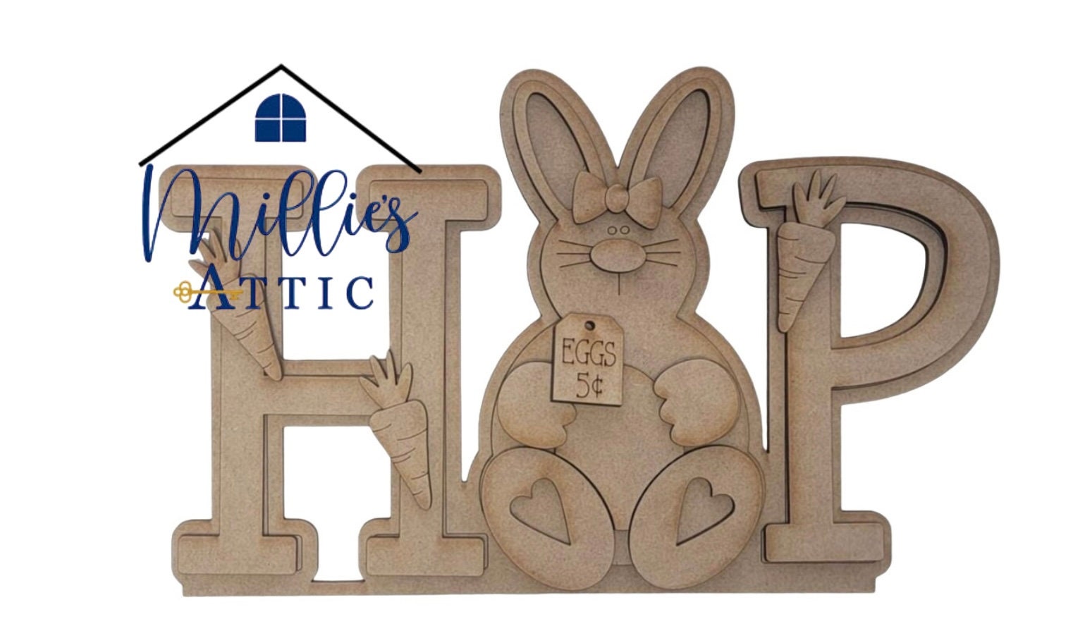 DIY Blank - Spring Decor - Easter Bunny Hop - Stand Up Shelf Sitter - Home Decor