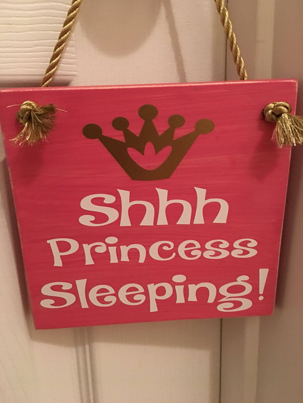Adorable Rustic Pink "Shh Princess Sleeping" Wooden Door Sign for Little Girls Room / Nursery FREE SHIPPING