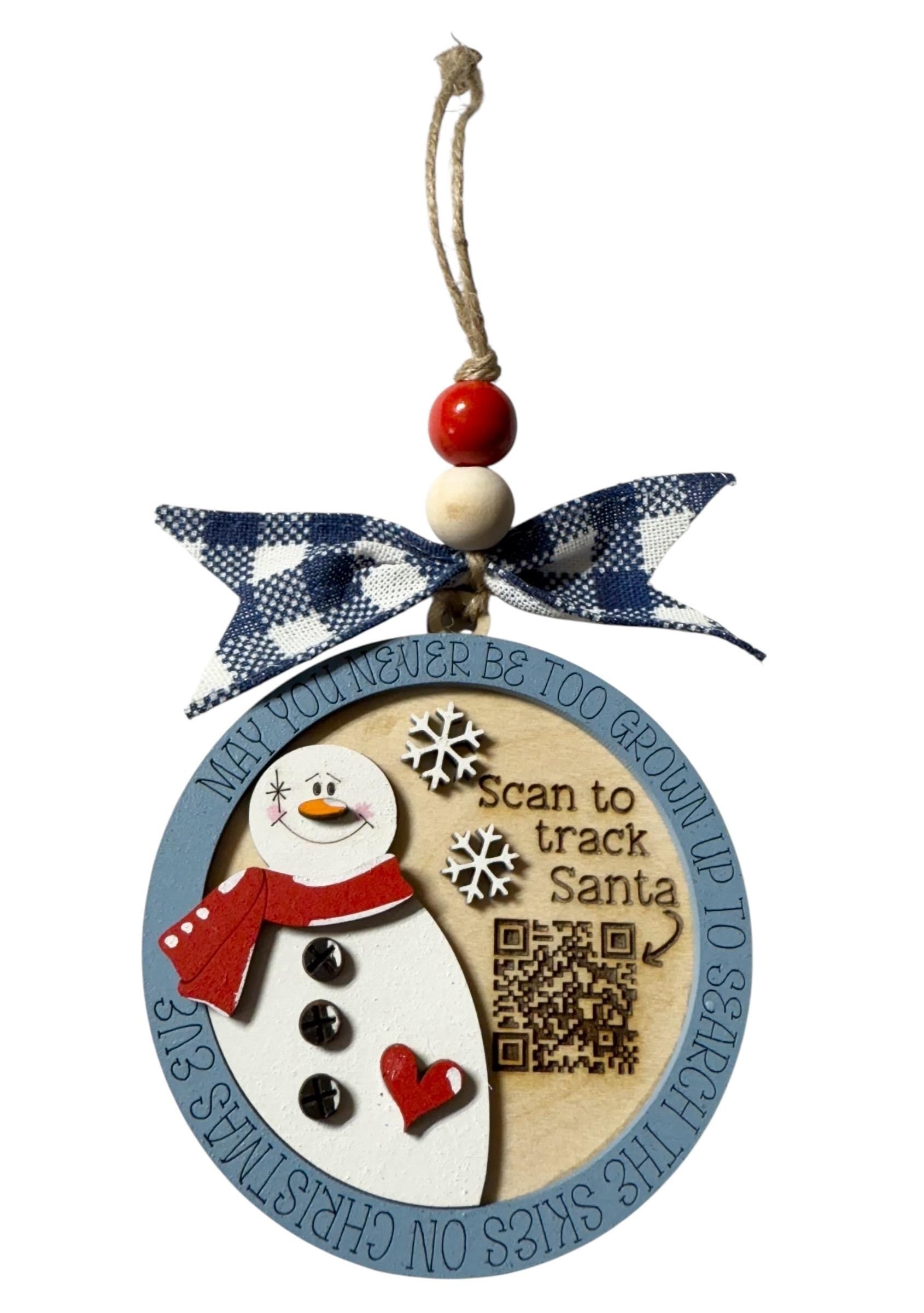 Snowman - Santa Tracker  - QR Code - Magical Christmas Ornament