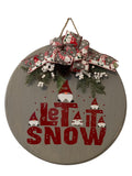 Let it Snow - Gnome Gnomies - 18" Round Wooden - Christmas Winter - Door Sign / Wreath