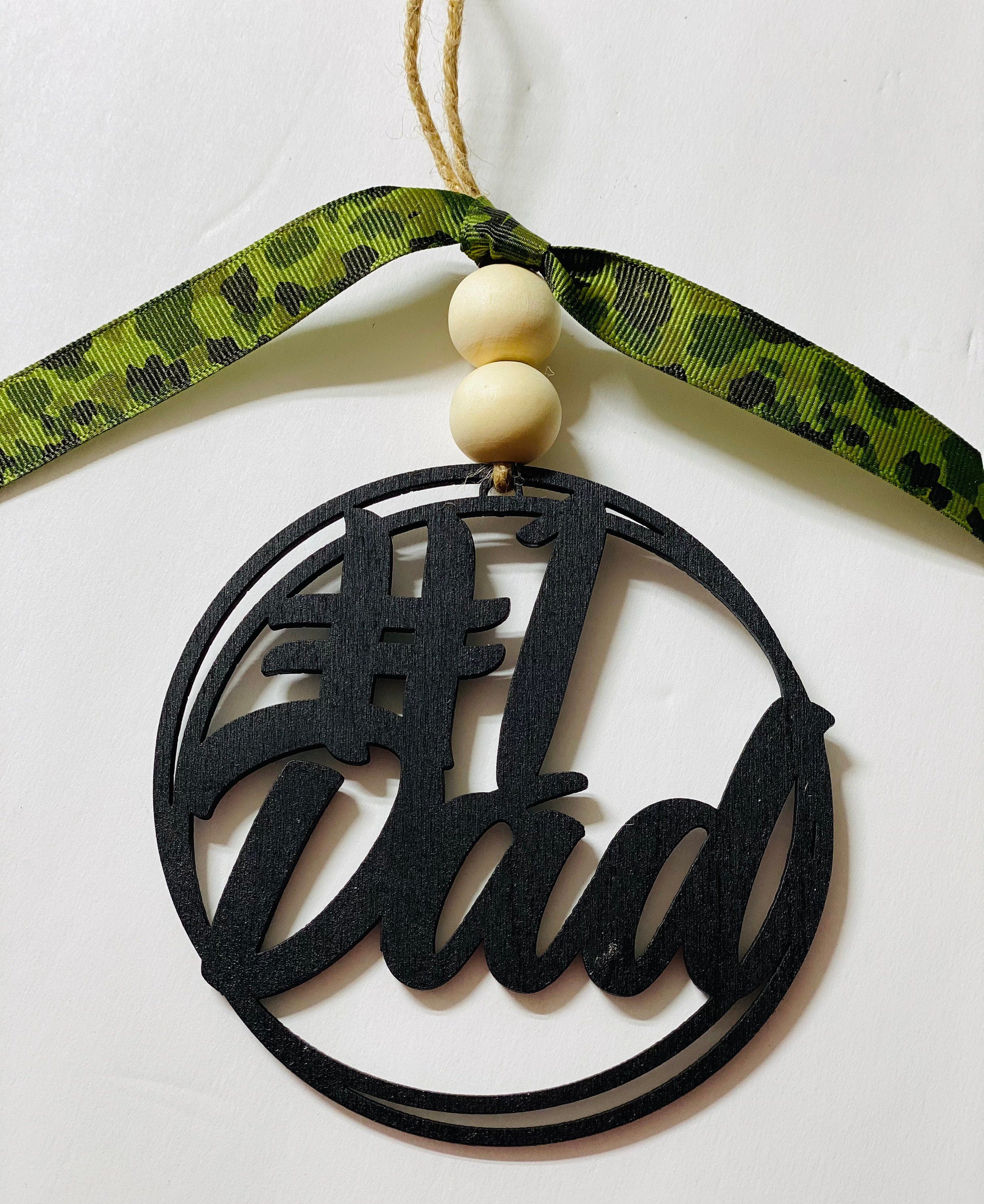 Number One Dad - Camo - Car Charm - Rear View Mirror Hanger - Ornament - Fathers Day Father’s Day Gift - Present for Dad Daddy