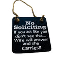 Fun | No Soliciting | Wife Carries | Front Door Sign | Door Hanger