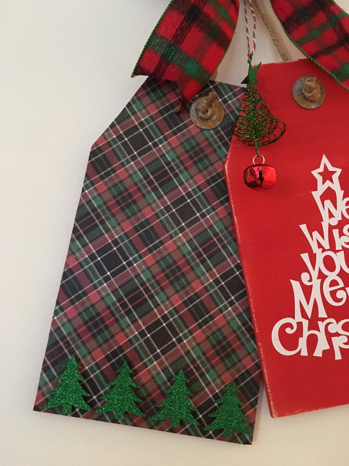 We Wish You A Merry Christmas Wooden Christmas Door Tags / Signs