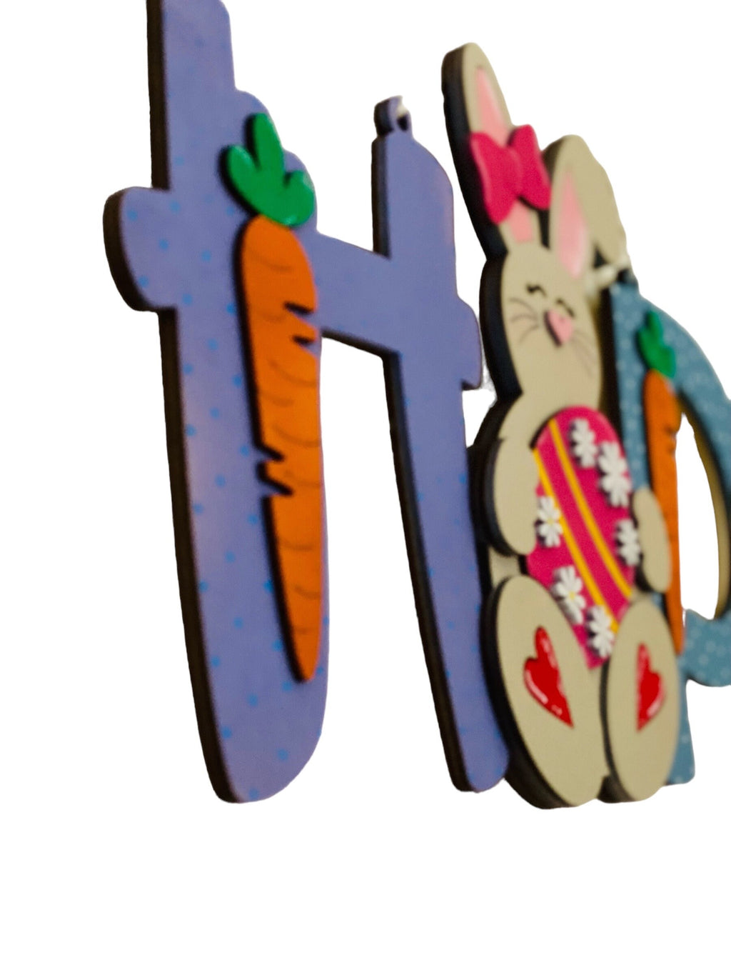 Spring - Easter Bunny - Hop  - Large - Wooden Door Sign / Wreath