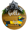Add on Outfit for Dachshund Doxie - Rainy Days - Weiner Dog - Large Round Wooden Shiplap Door Hanger / Wreath / Sign