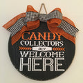 18" Round Halloween Candy Collector Wooden Door Sign / Wreath
