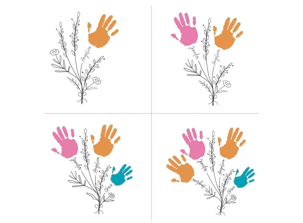 Mom |  Grandma | Handprints Bouquet | Decorative | Shelf Sitter | Mothers Mother’s Day Gift