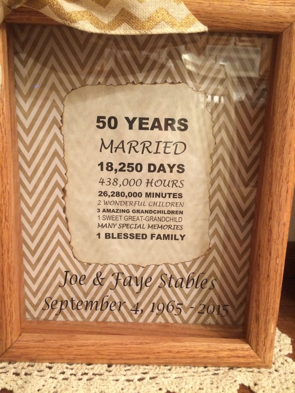Personalized - 50th Wedding Anniversary - Gift - Years, Months, & Days Countdown - 8 x 10 Wooden Shadow Box