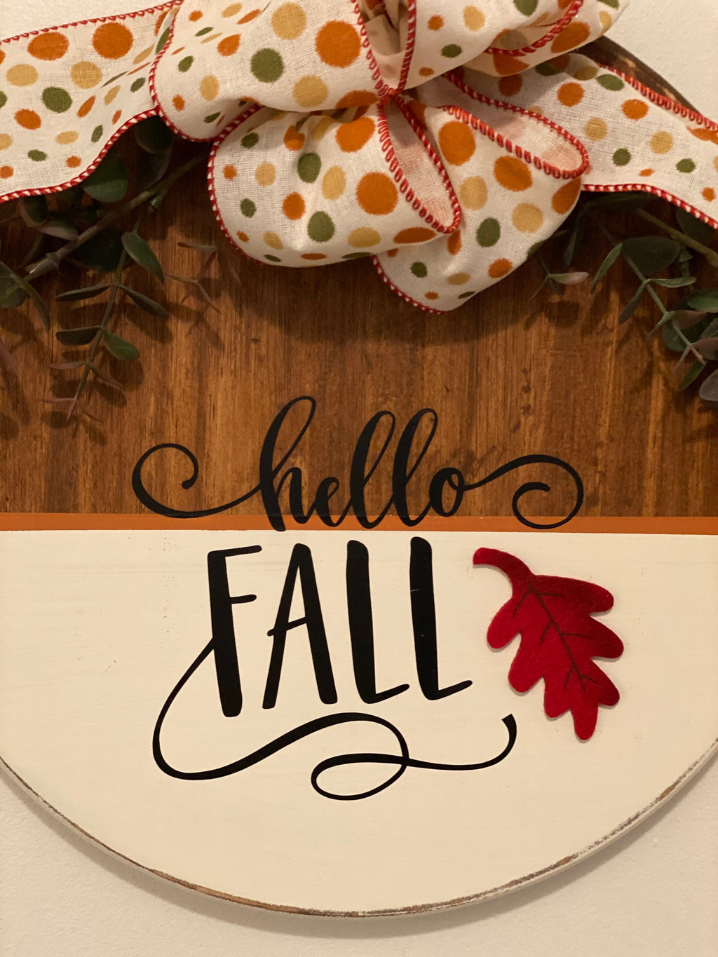 Happy Fall - Split Paint -12" Wooden Door Sign / Wreath