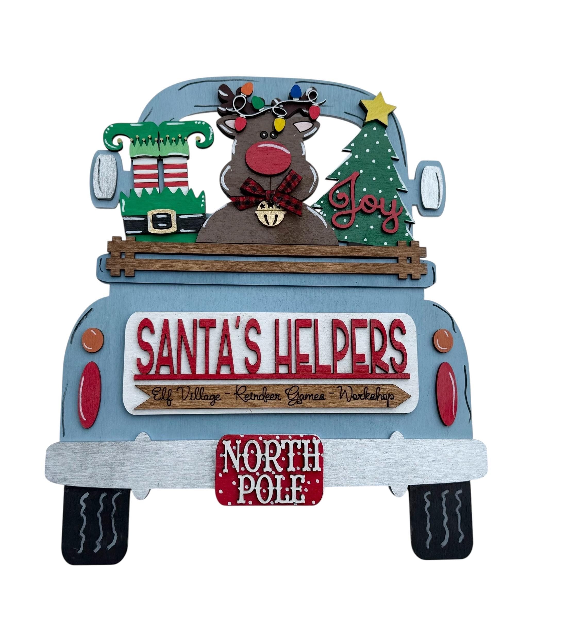 Add On - Santa’s Helpers Set - Interchangeable- Vintage Truck - Stand up - Door Sign
