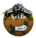 Add on Outfit for  Yorkie Frenchie Pug - New Baby - Dog - Large Round Wooden Shiplap Door Hanger / Wreath / Sign