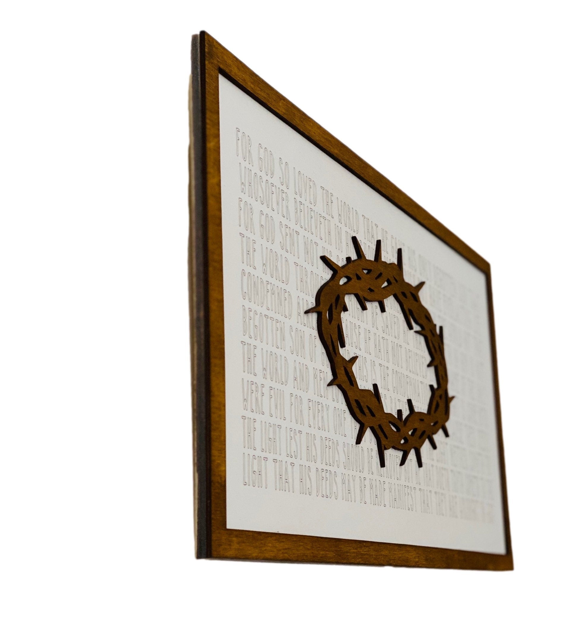 Easter - Thorny Crown - Crucifixion - Layered Wooden Religious Sign - Gift for Him Her - Wedding Anniversary Presents