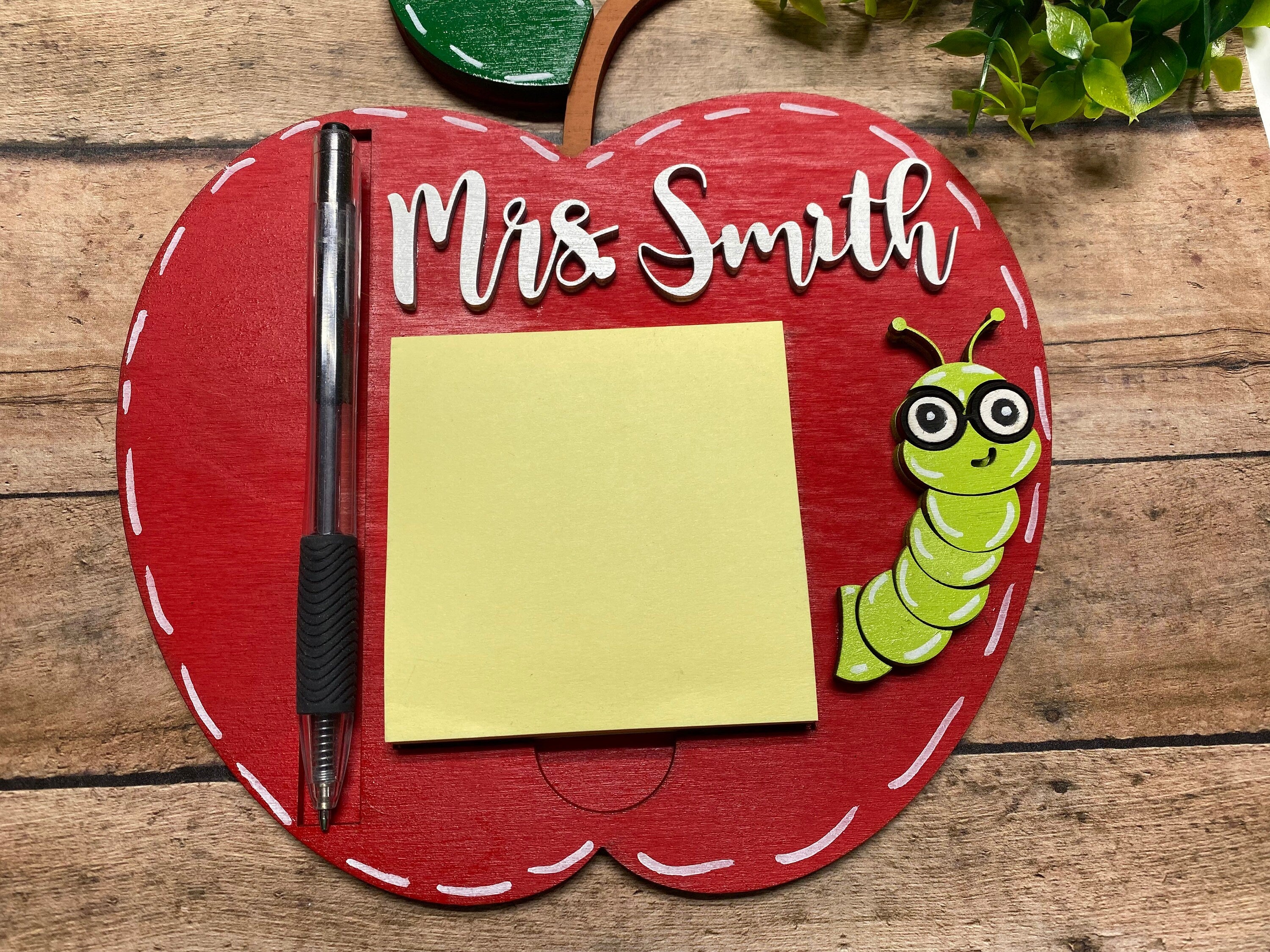 Apple - Post It /  Pen Holder - Teacher Gift Present - Teacher Appreciation