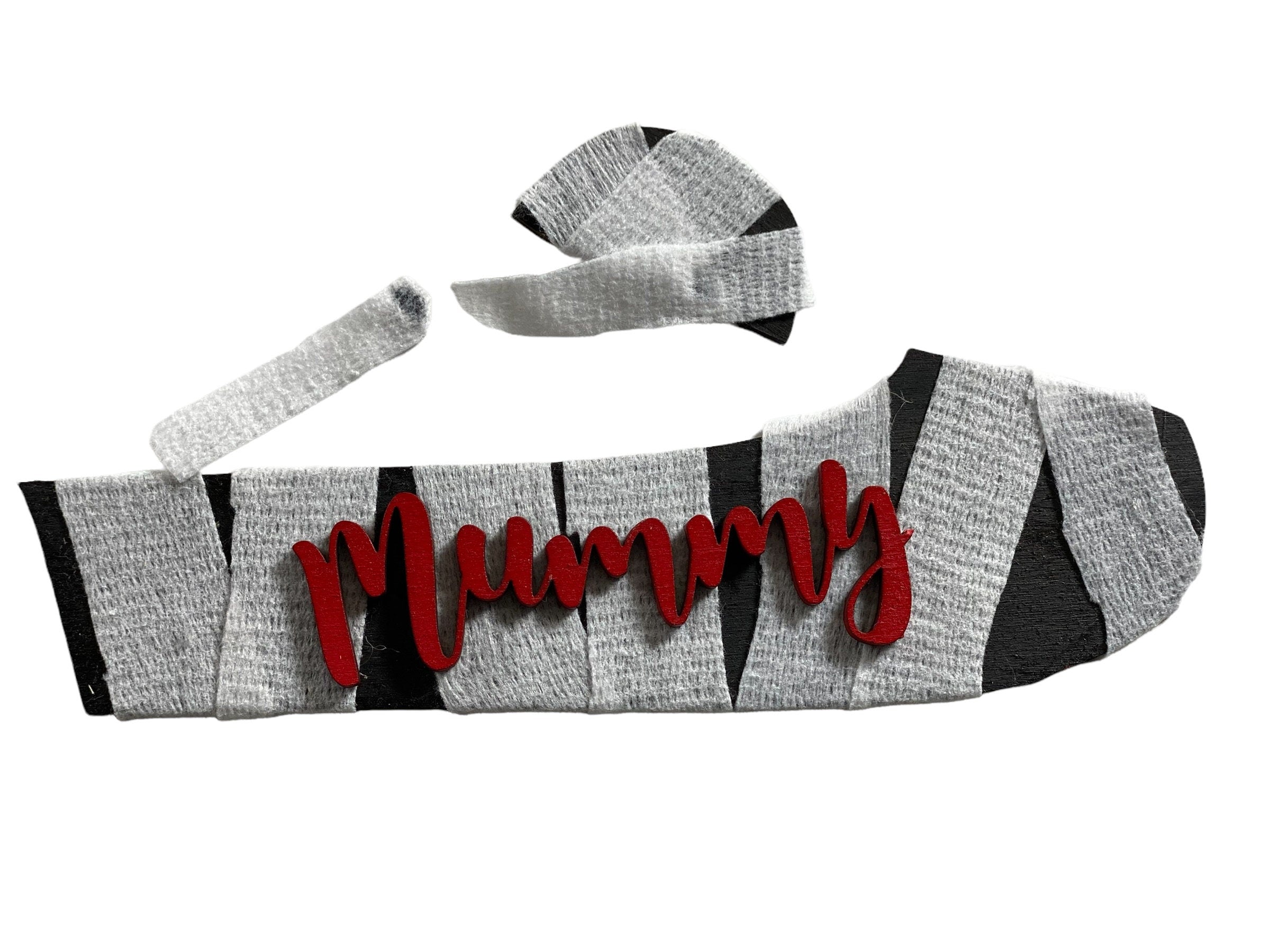 Add on Outfit for Dachshund Doxie - Halloween- Mummy - Weiner Dog - Large Round Wooden Shiplap Door Hanger / Wreath / Sign