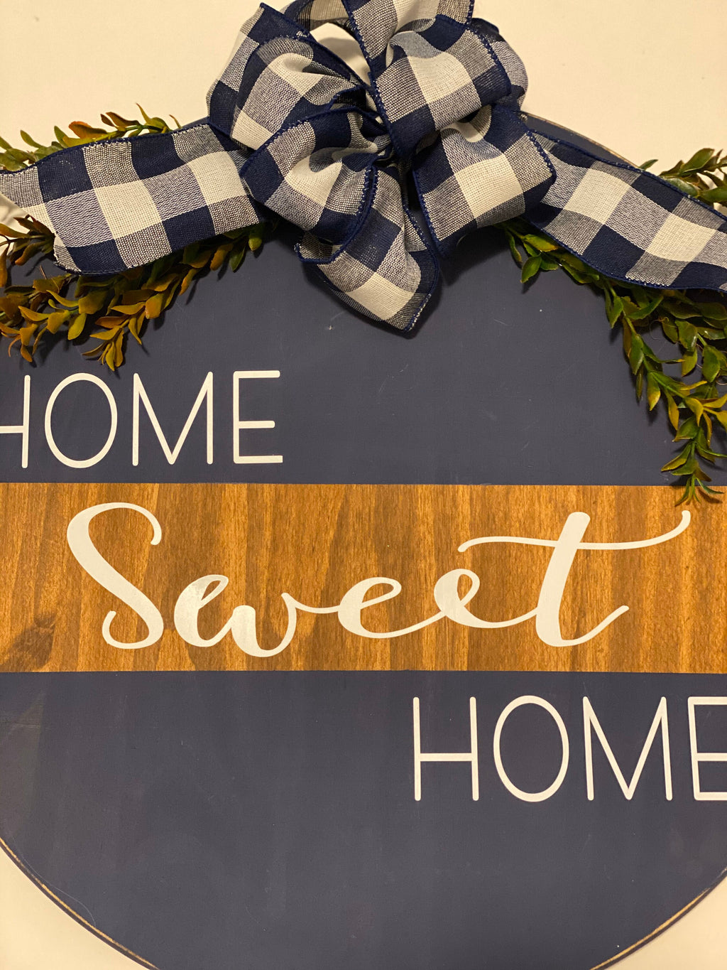 Split Brown / Navy Blue| Home Sweet Home | Door Sign / Wreath