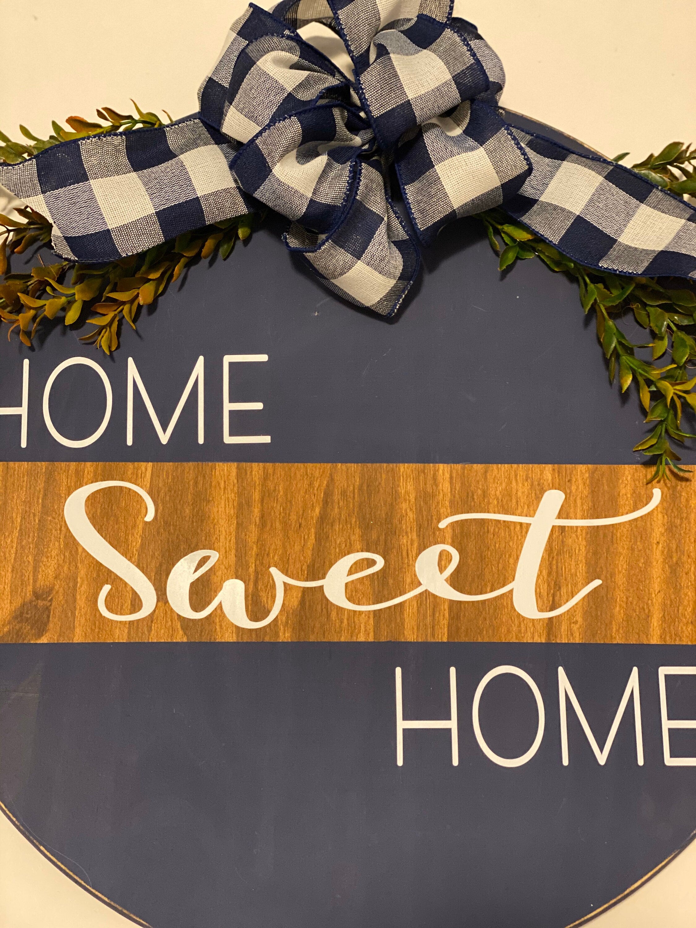 Split Brown / Navy Blue| Home Sweet Home | Door Sign / Wreath