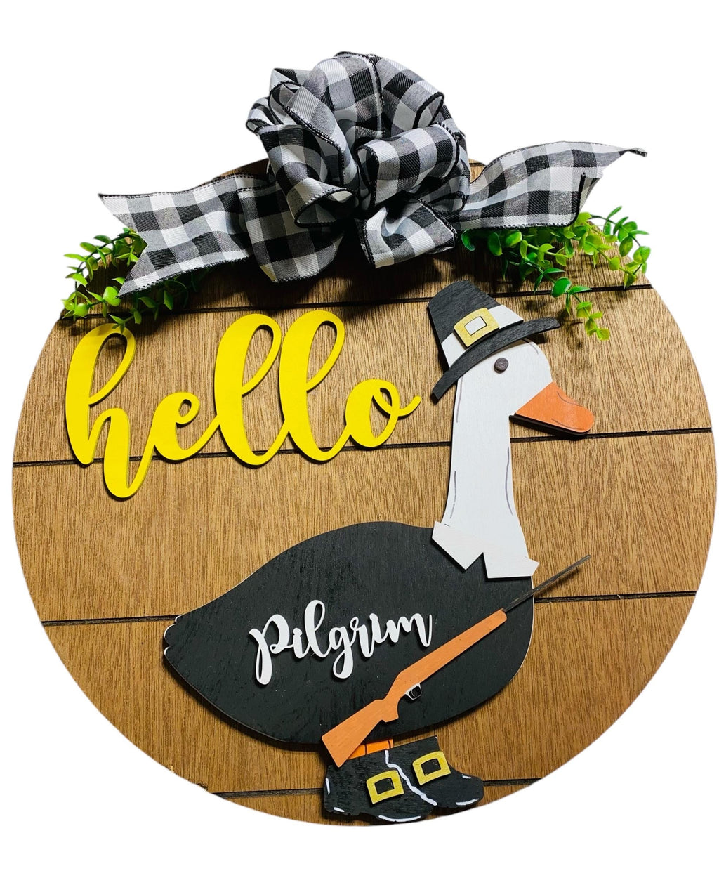 Add on Outfit - Pilgrim - Thanksgiving - For Goose Goosey Interchangeable Large Round Wooden Shiplap Door Hanger / Wreath or Standup