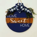 Split Brown / Navy Blue| Home Sweet Home | Door Sign / Wreath