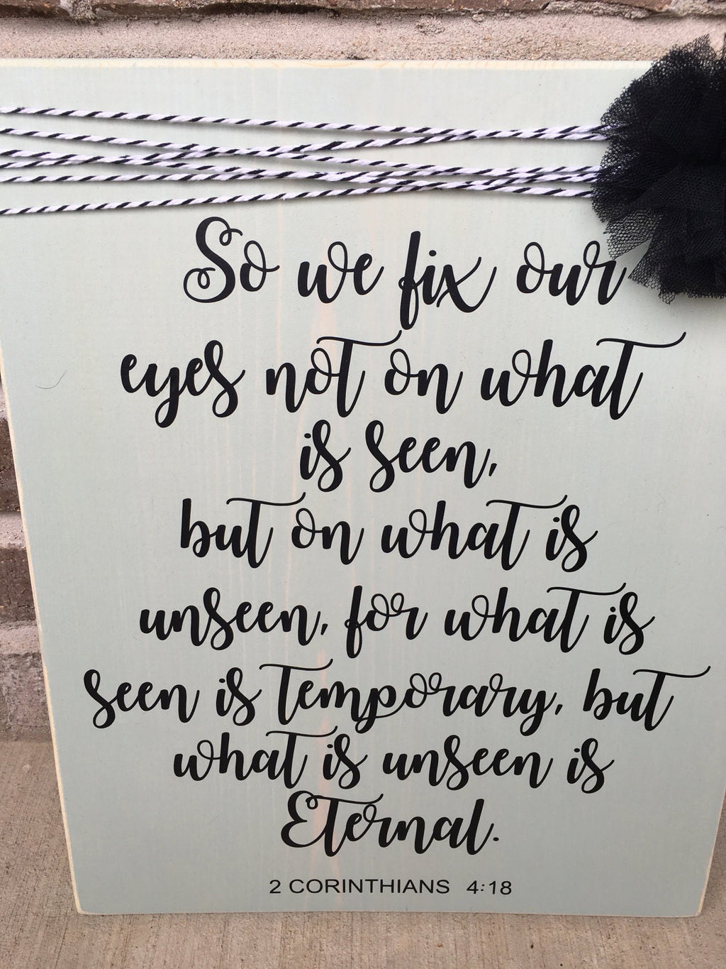 11" x 14" Rustic Religious Wooden Sign With Bible Verse 2 Corinthians 4:18
