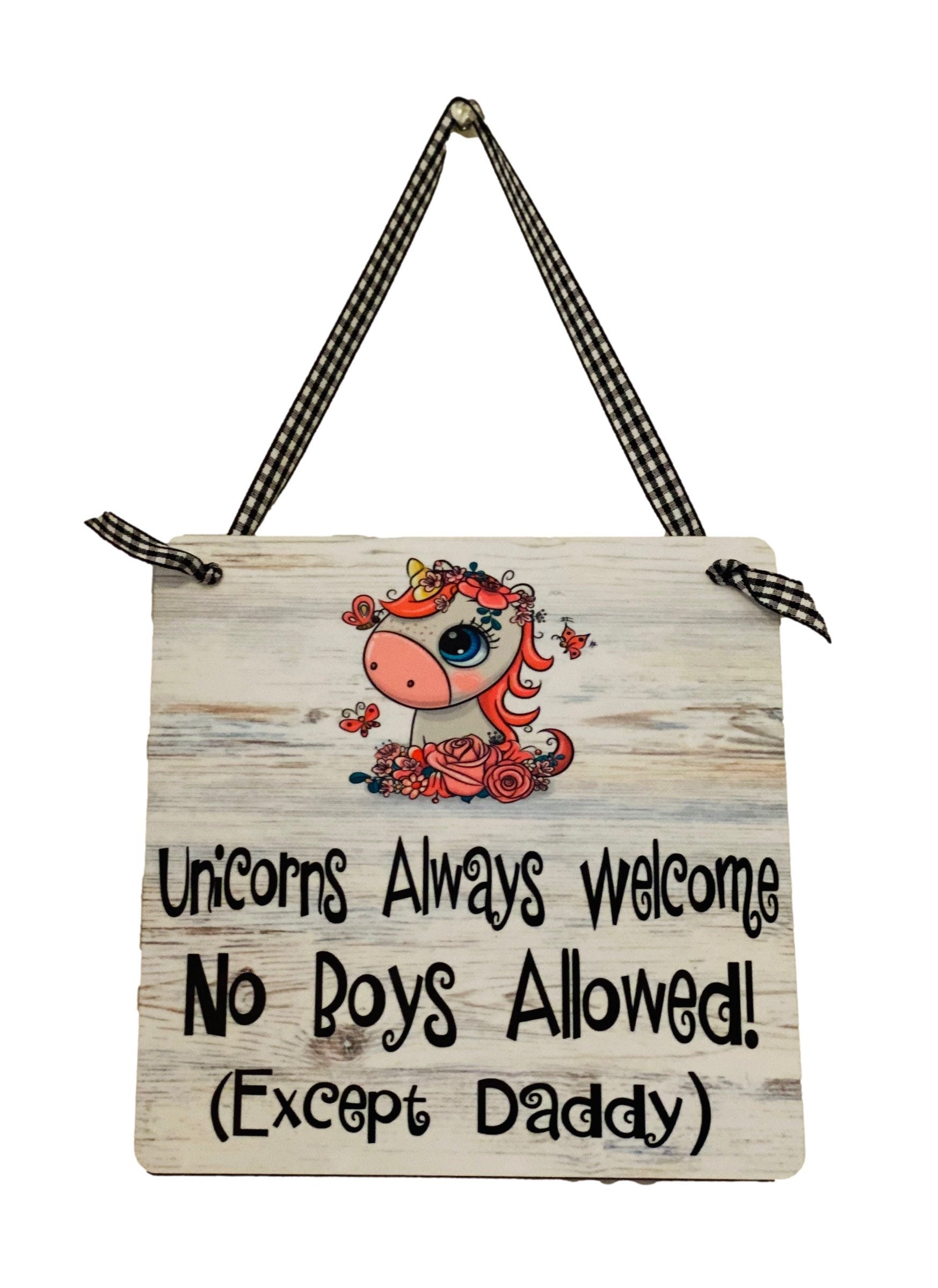 Adorable | Unicorns Welcome | Wooden Door Sign | Hanger | Little Girls Room | Nursery