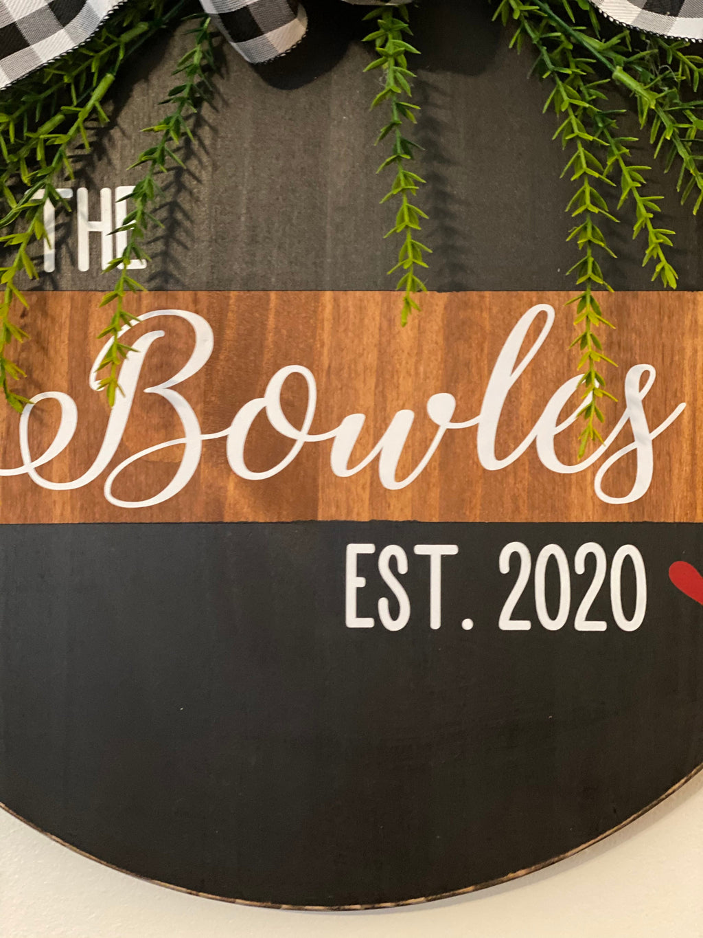 Split Brown / Black | Personalized Name Established - Door Sign / Wreath