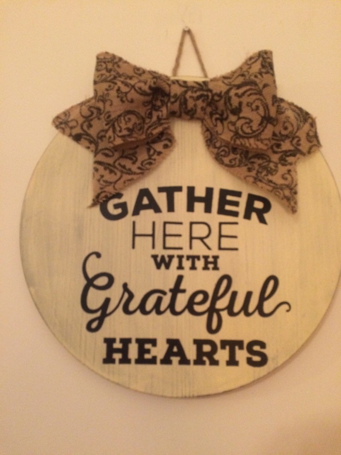18" Round Wooden Thanksgiving "Gather Here" Door Wreath / Sign FREE SHIPPING