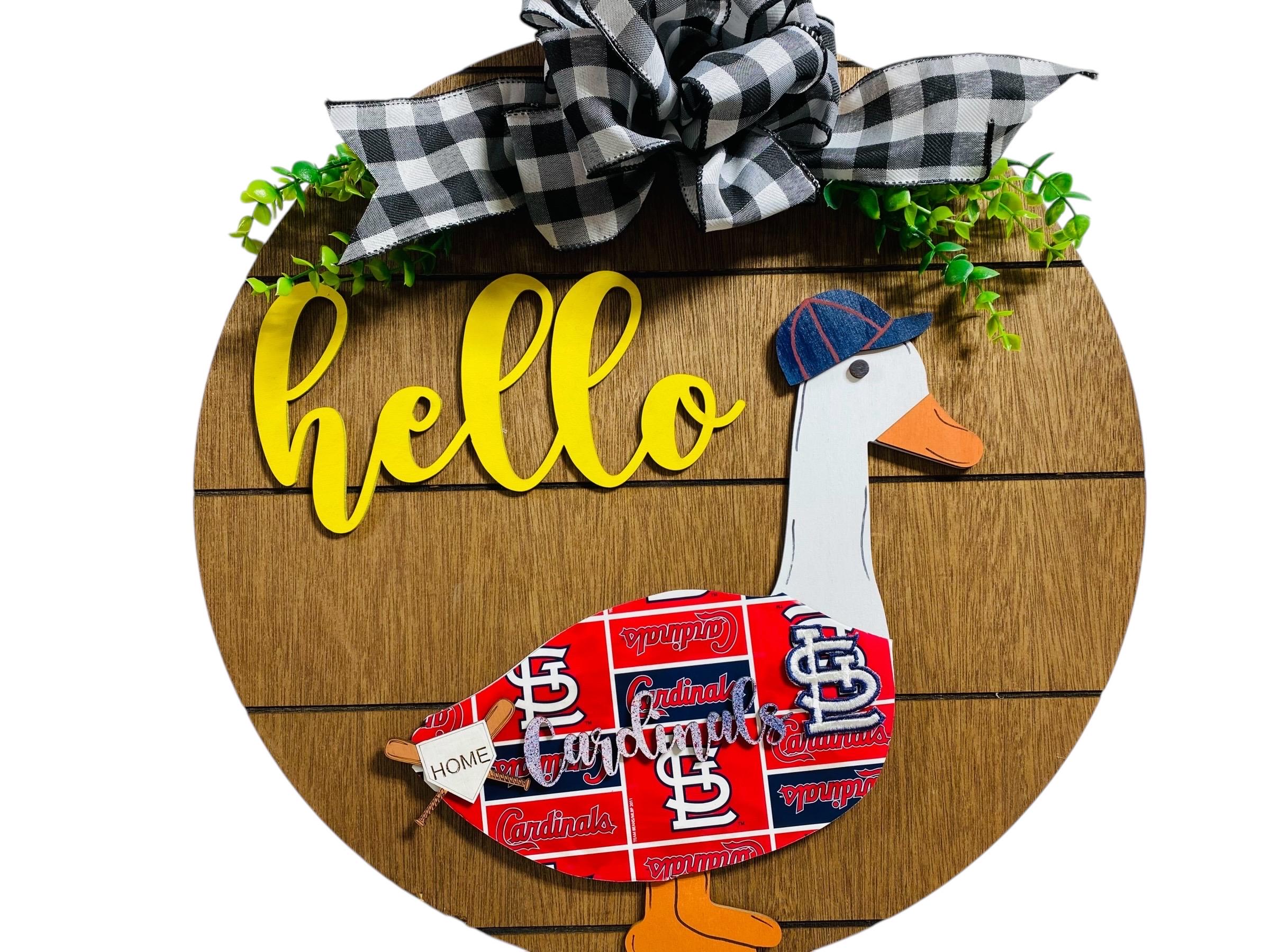 Add on Outfit - St Louis Cards - Baseball - For Goose Goosey Interchangeable Large Round Wooden Shiplap Door Hanger / Wreath or Standup