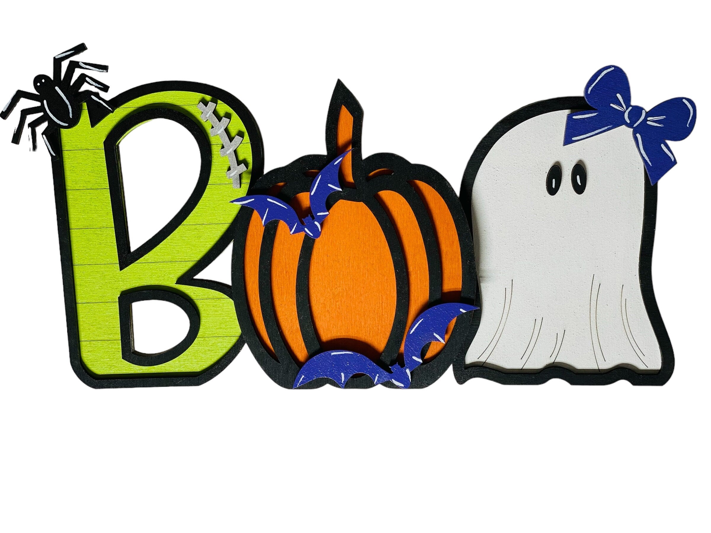 BOO | Halloween | Fall | Decorative | Shelf Sitter | Jack o Lantern | Witch Hat