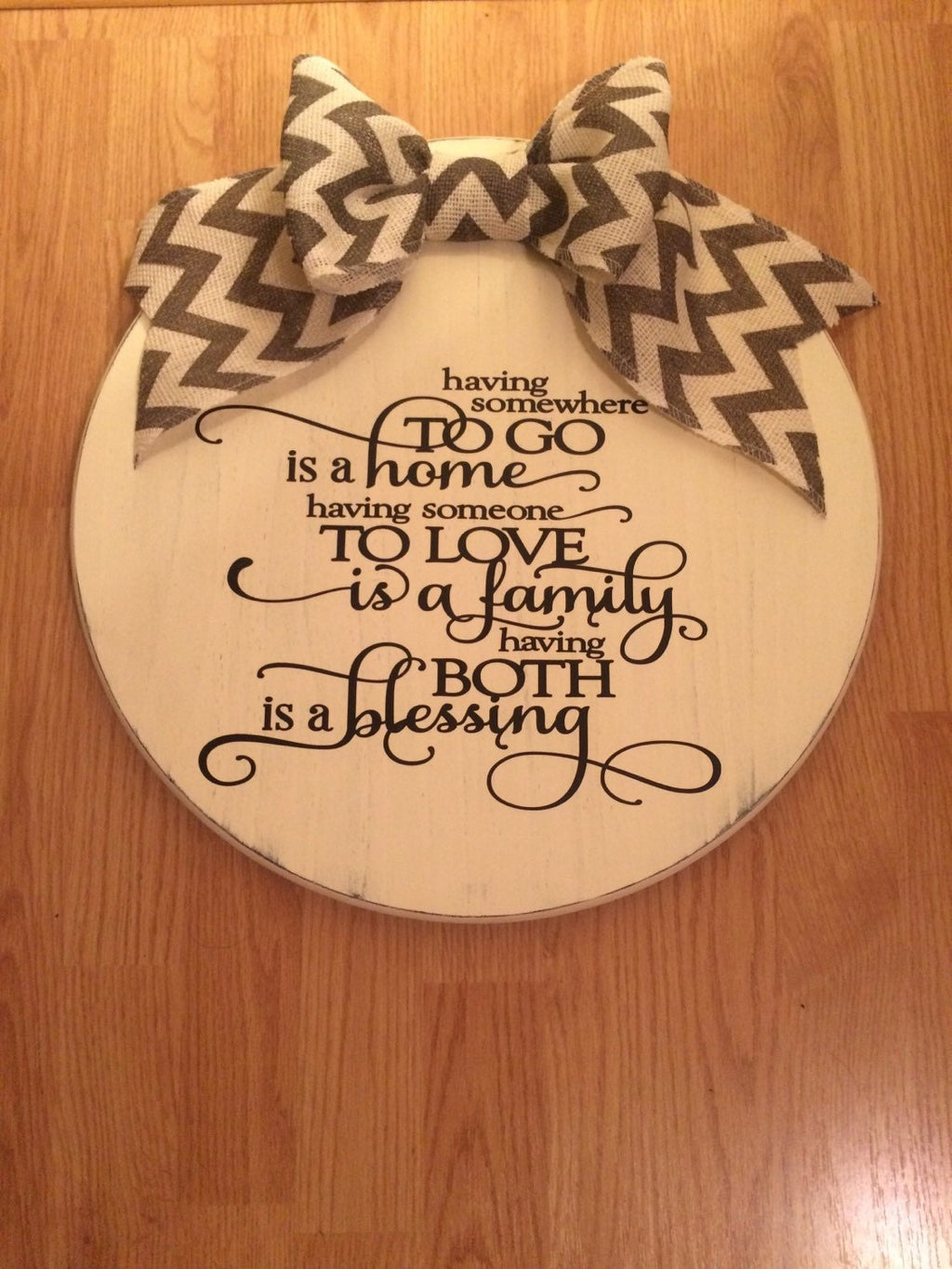 18" Round Inspirational /Family Off White Door Sign / Wreath FREE SHIPPING