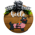 Add on Outfit for Schnauzer Boston Yorkie Frenchie Pug Pit Bull Doberman - Pirate - Large Round Wooden Shiplap Door Hanger / Wreath / Sign