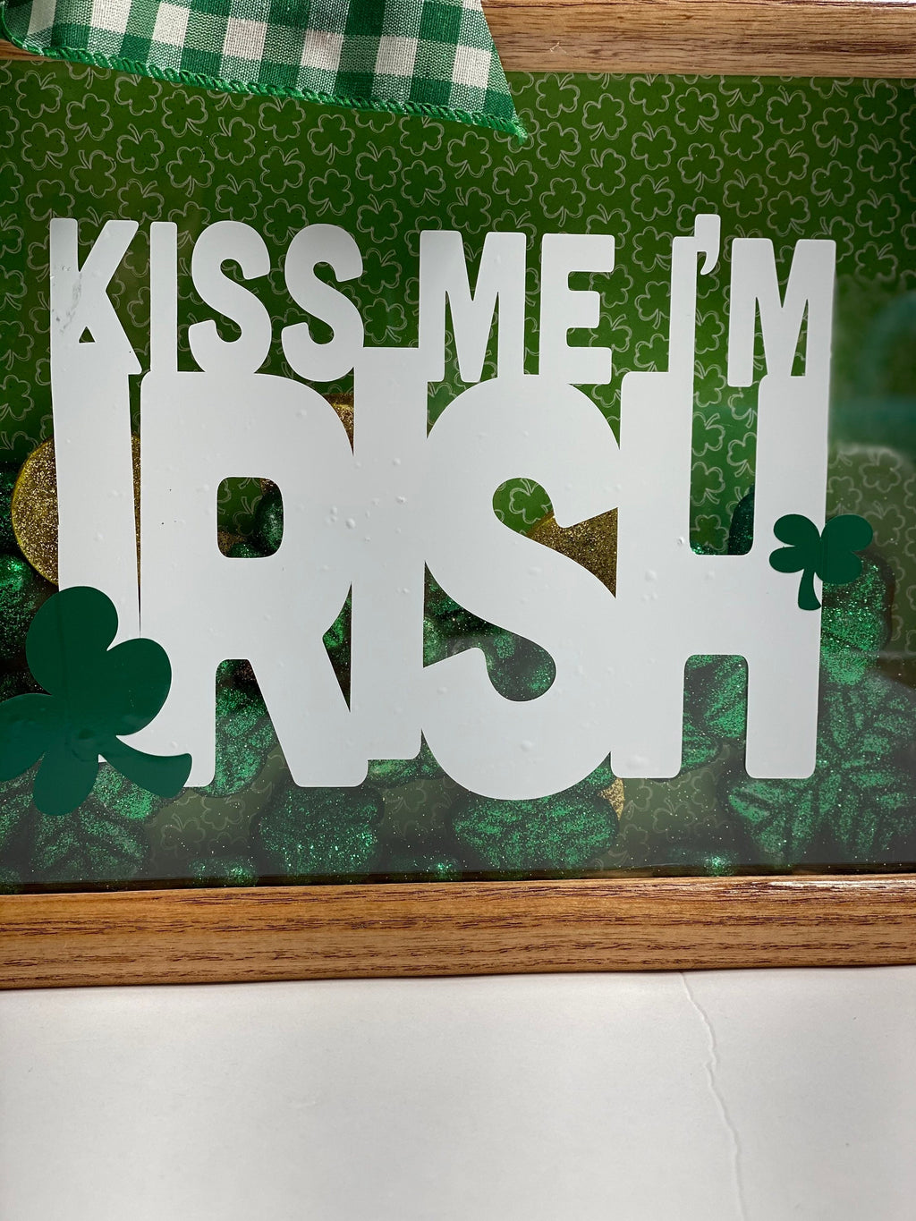 Kiss Me I’m Irish - St. Patrick’s Day - 8 x 10 Wooden Shadow Box - With Filler