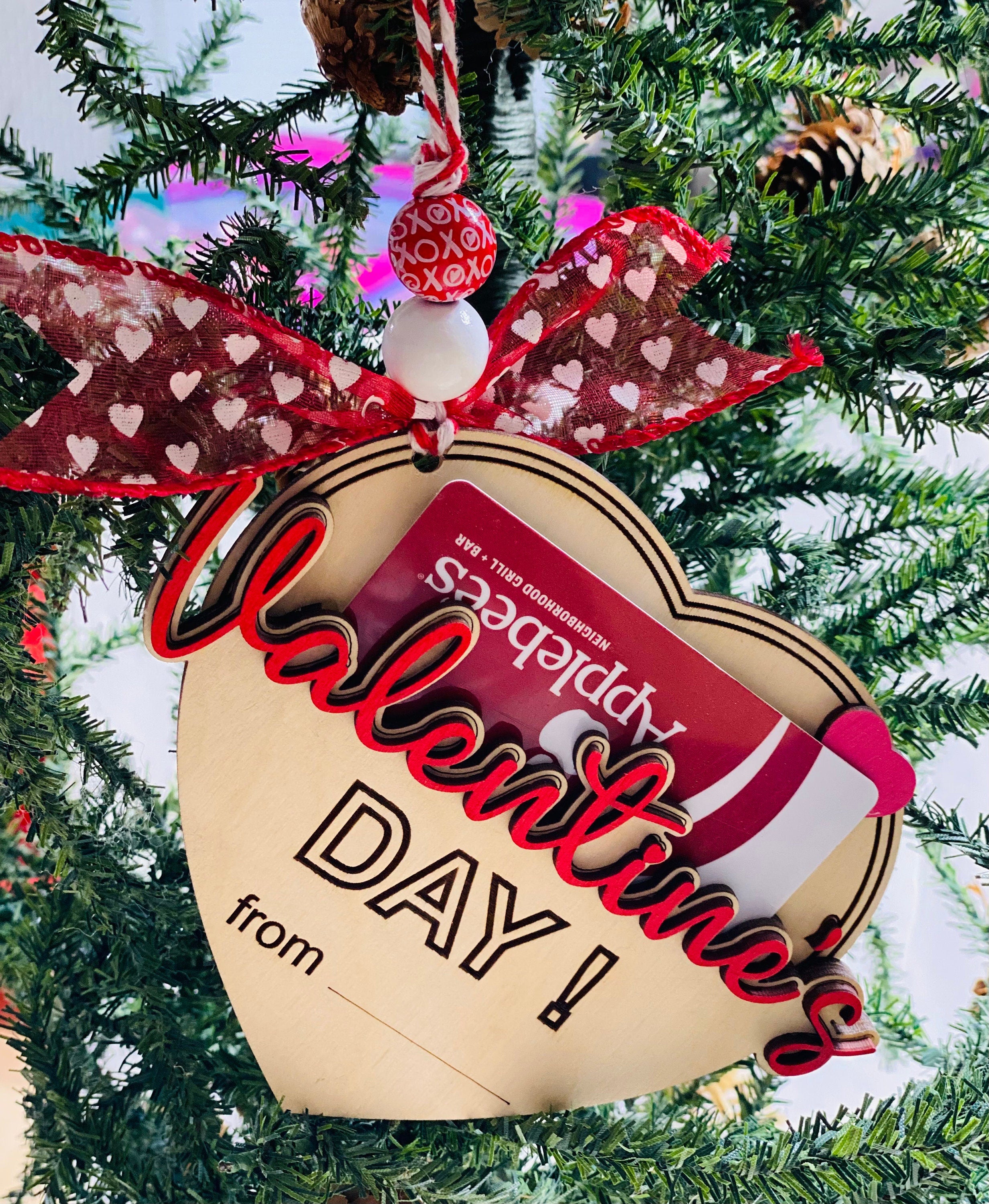Valentines - Happy Valentine’s Day - Money or Gift Card Holder - Wooden Ornament
