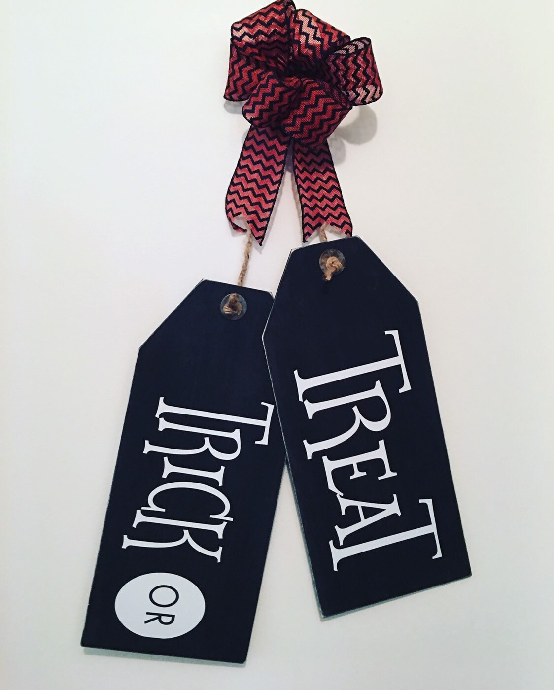 Trick or Treat Halloween Wooden Fall Door Tags / Signs