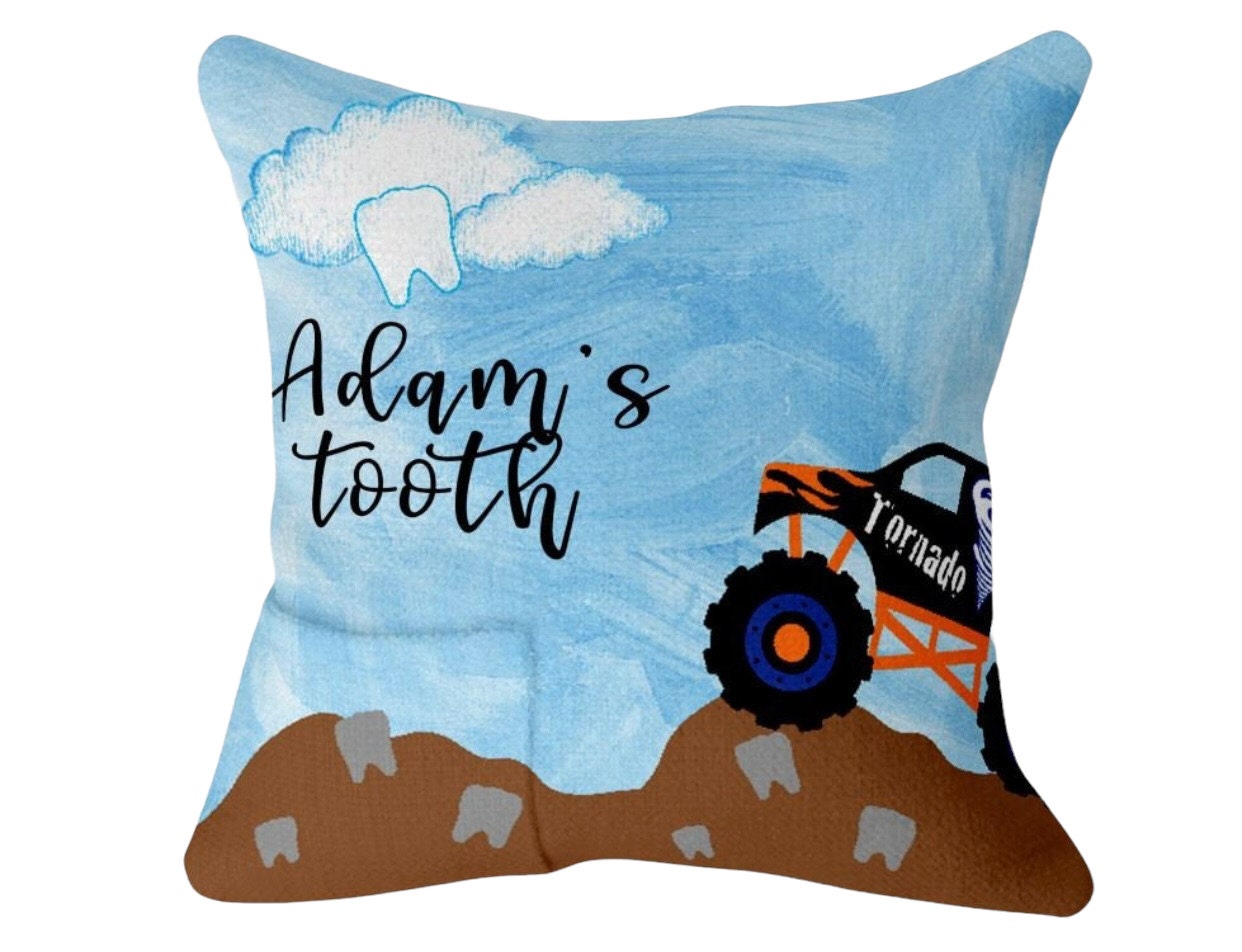 Personalized- Boy’s Gift  - Monster Truck - Tooth Fairy Pillow - Present for Children - Grandchild Grandchildren