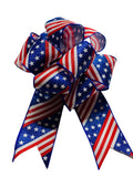 Red White Blue - Flag - Stars and Stripes - Add On Bow for Wreaths or Signs - Puffy Fluffy Bow for Gift or Present